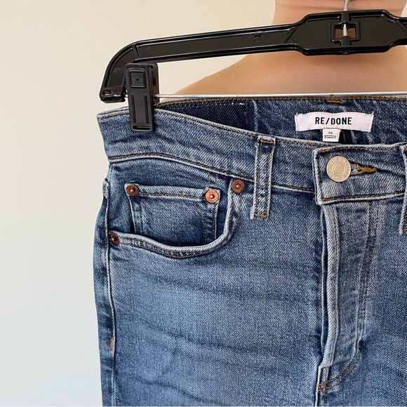 RE/DONE High-Rise Ankle Crop Stretch Denim Skinny 90s Blue Jeans EUC Size 25 - Picture 4 of 10